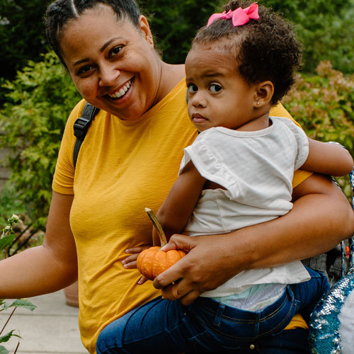 mother and child at the garden